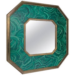 1970s Faux Painted Malachite Mirror by Sarreid