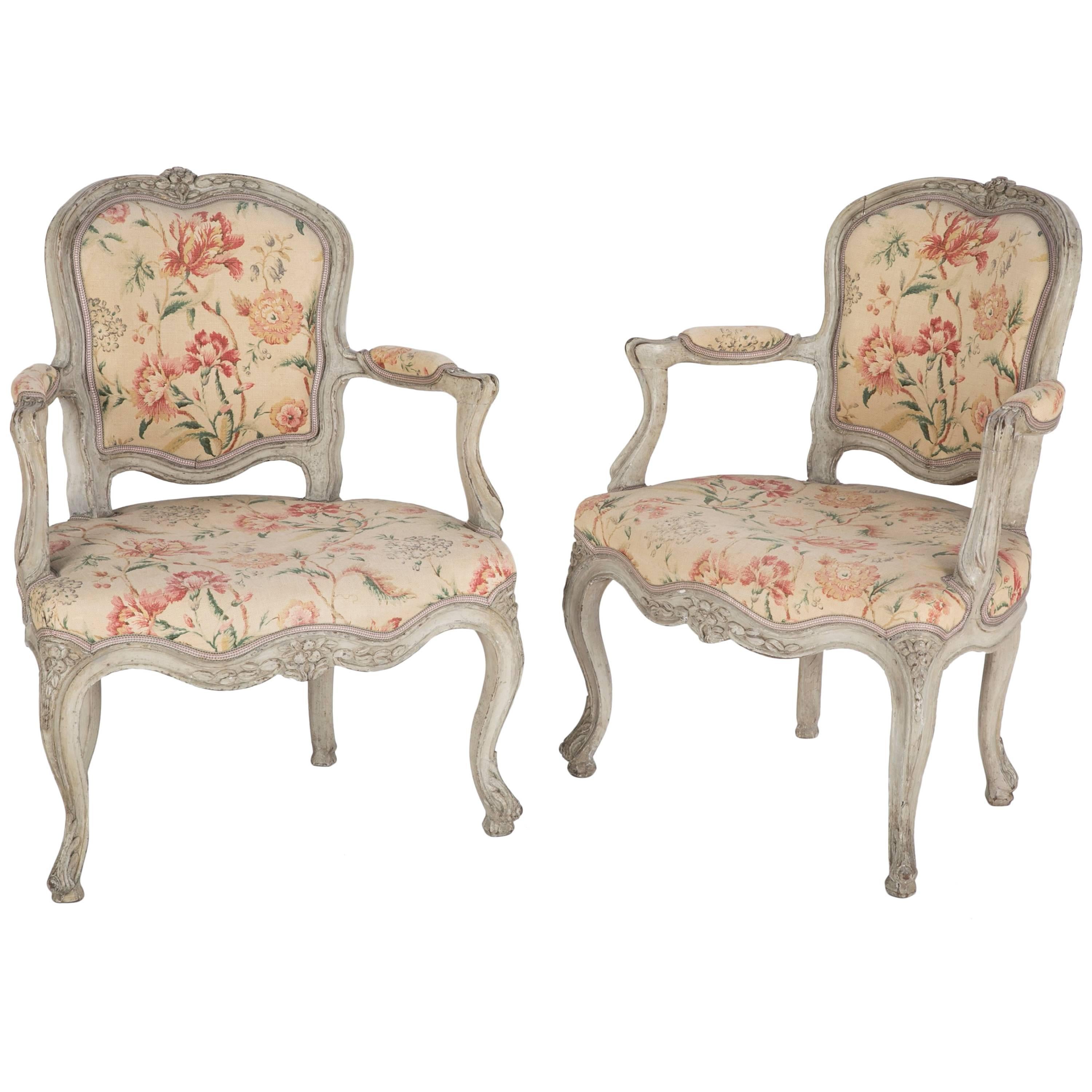 Pair of Louis XV Painted Armchairs