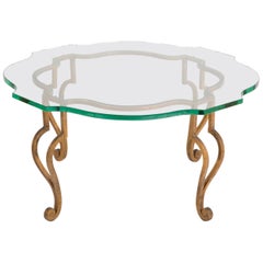 Maison Ramsey Gilt Iron and Articulated Glass Coffee Table