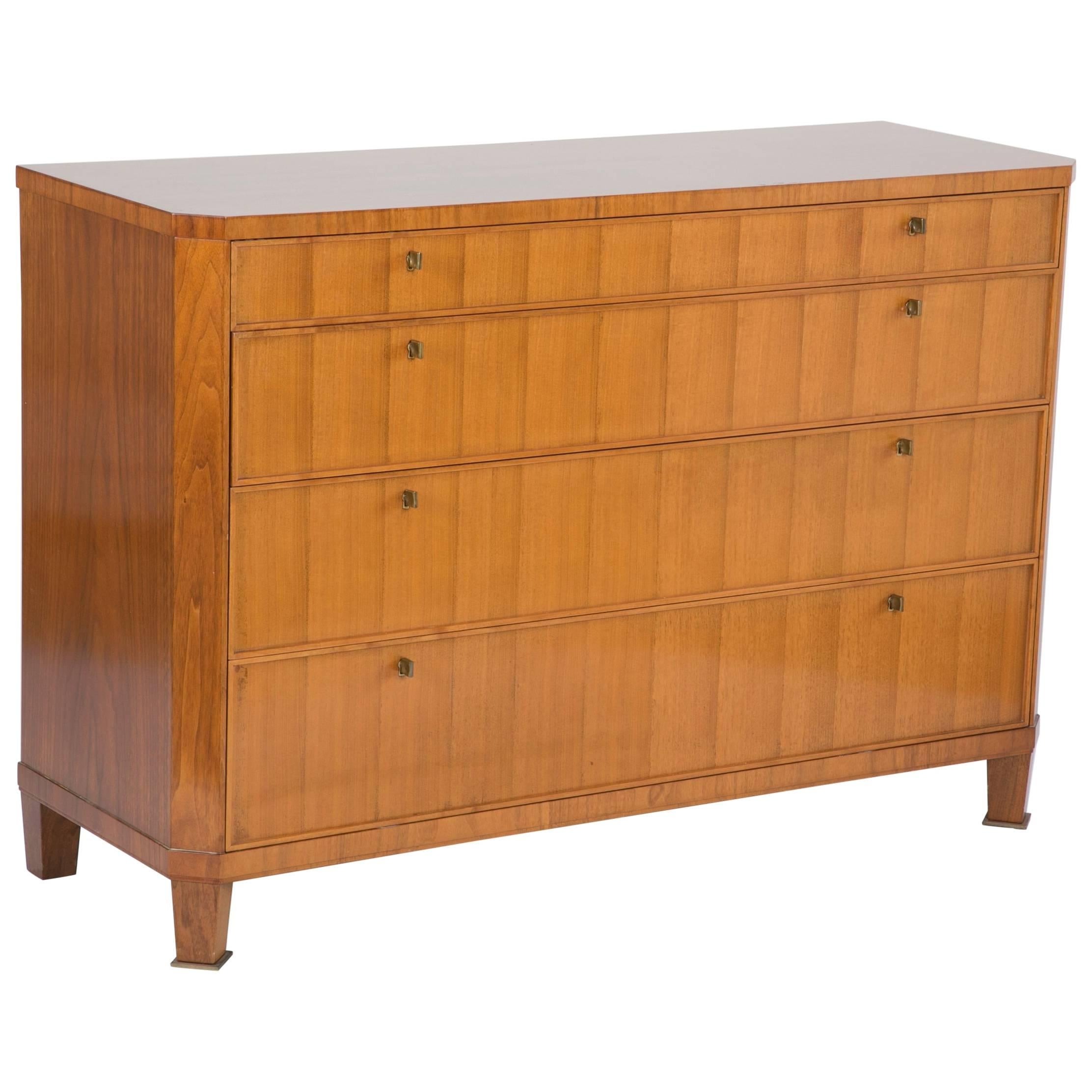 Bleached Walnut Art Deco Style Chest of Drawers with Bronze Mounts