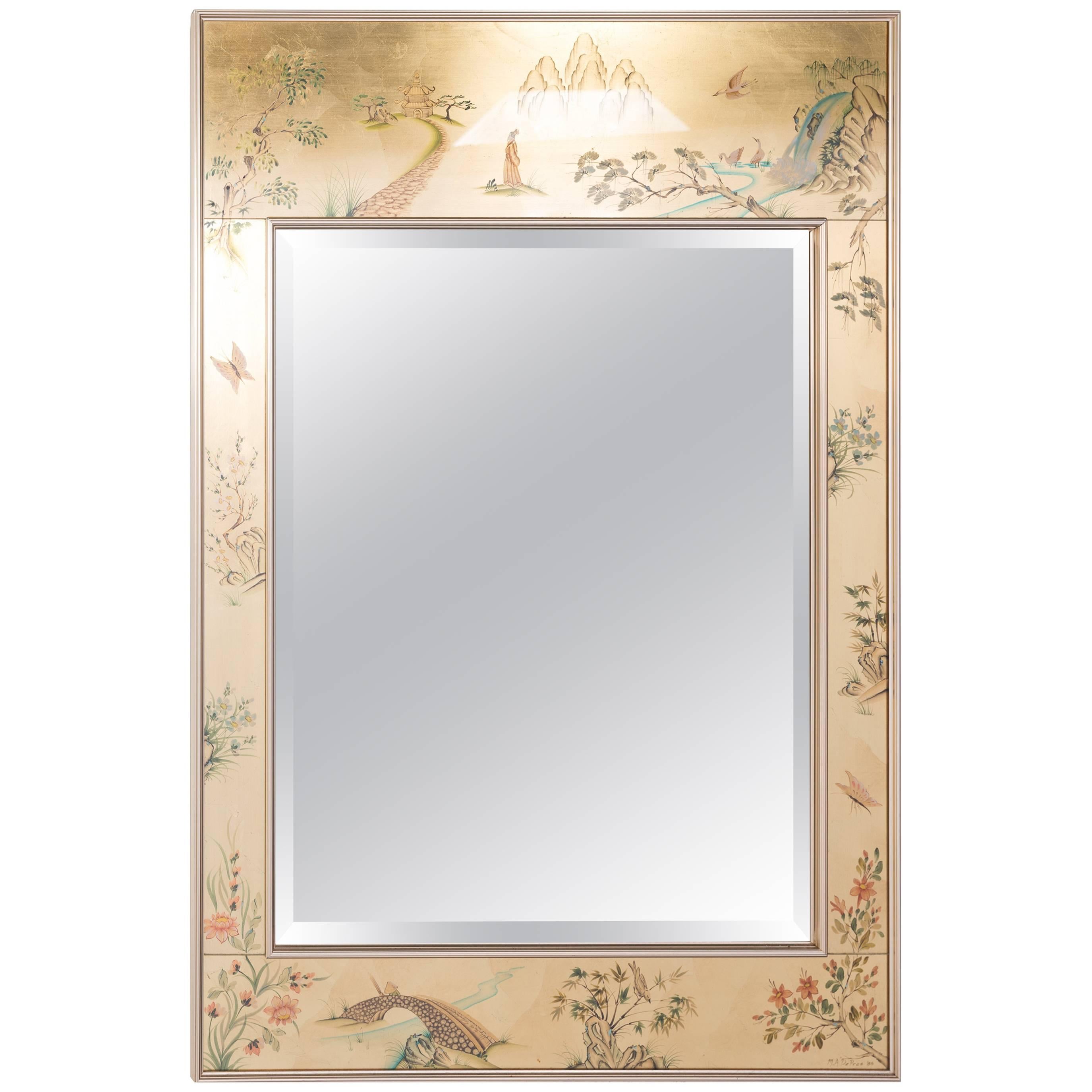 LaBarge Chinoiserie Eglomise Mirror