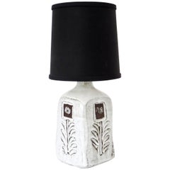 French Incised and Glazed Ceramic Table Lamp by Ceramic Artist Albert Thiry
