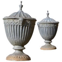Pair of Lead Finial Urns in the Adams Style