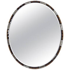 Midcentury Style Oval Mirror with Chamfered Edge