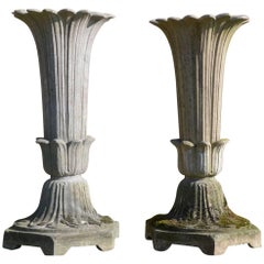 Pair of Mid-19th Century Composition Stone Garden Vases by Austin and Seeley