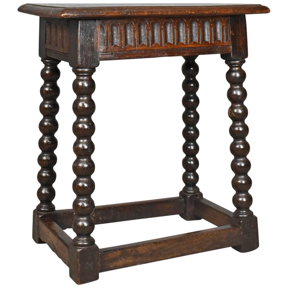 Antique Joint Stool English Late Georgian Oak Seat, circa 1800