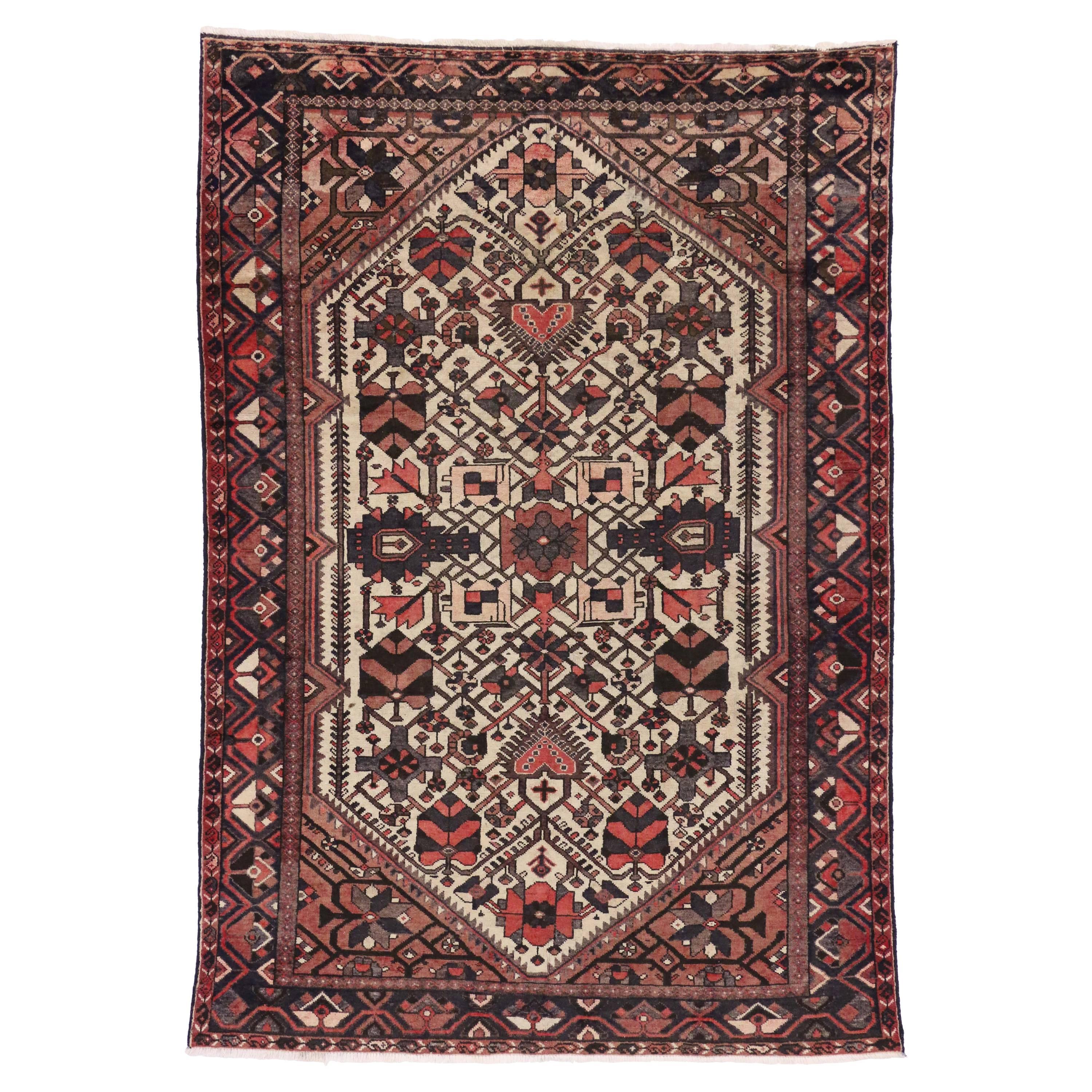 Antique Persian Bakhtiari Rug with Modern Style