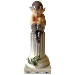 Royal Copenhagen Figurine Faun on Pedestal with Lizard #433