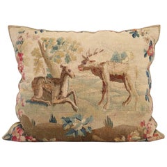 Flemish 17th Century Tapestry Pillow in Cotton and Silk