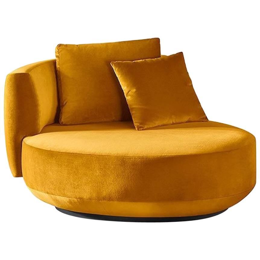 Gallotti and Radice Audrey Revolving Armchair in Two Sizes in Fabric or Leather For Sale