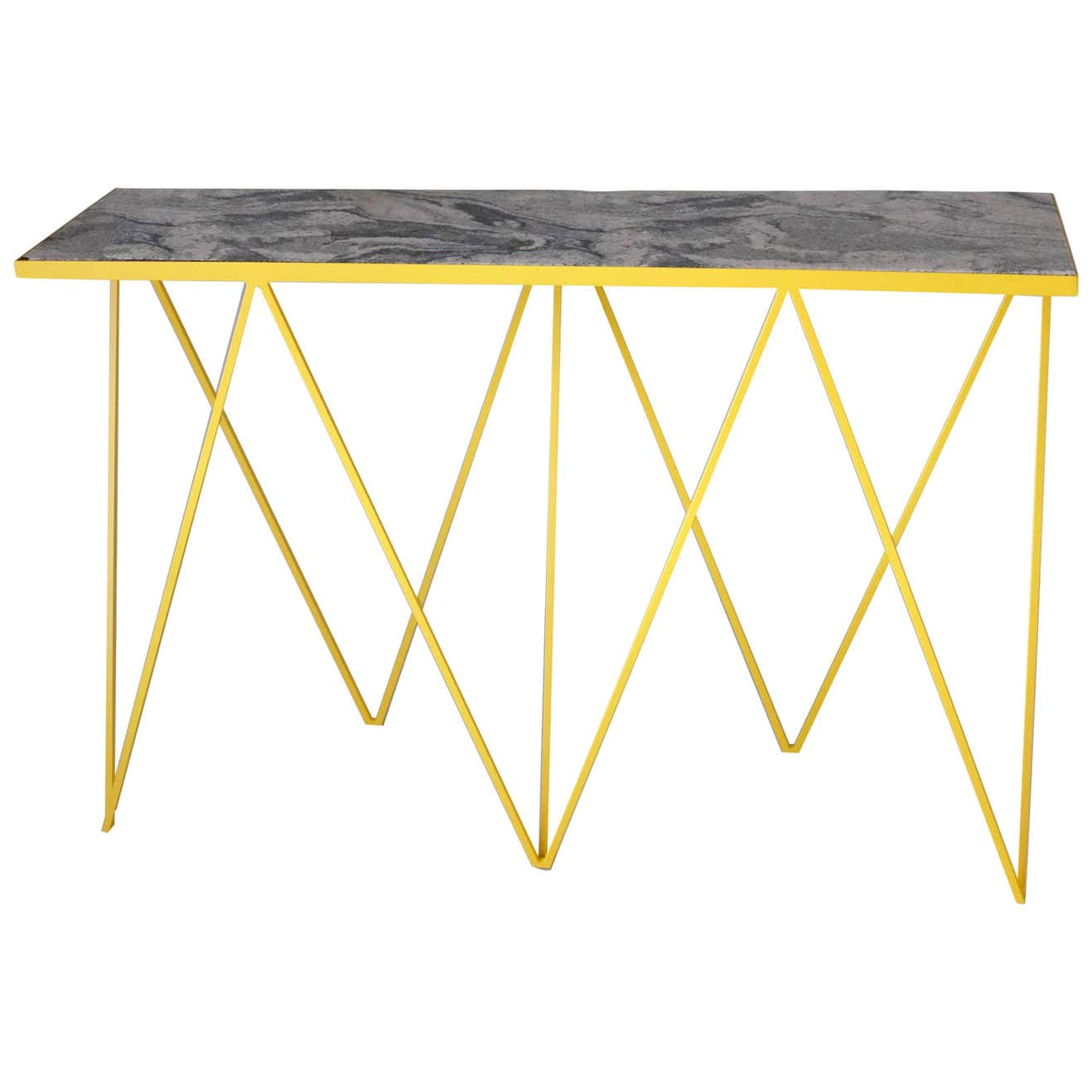 Yellow Modern Steel Console Table with Granite Top - Customizable For ...