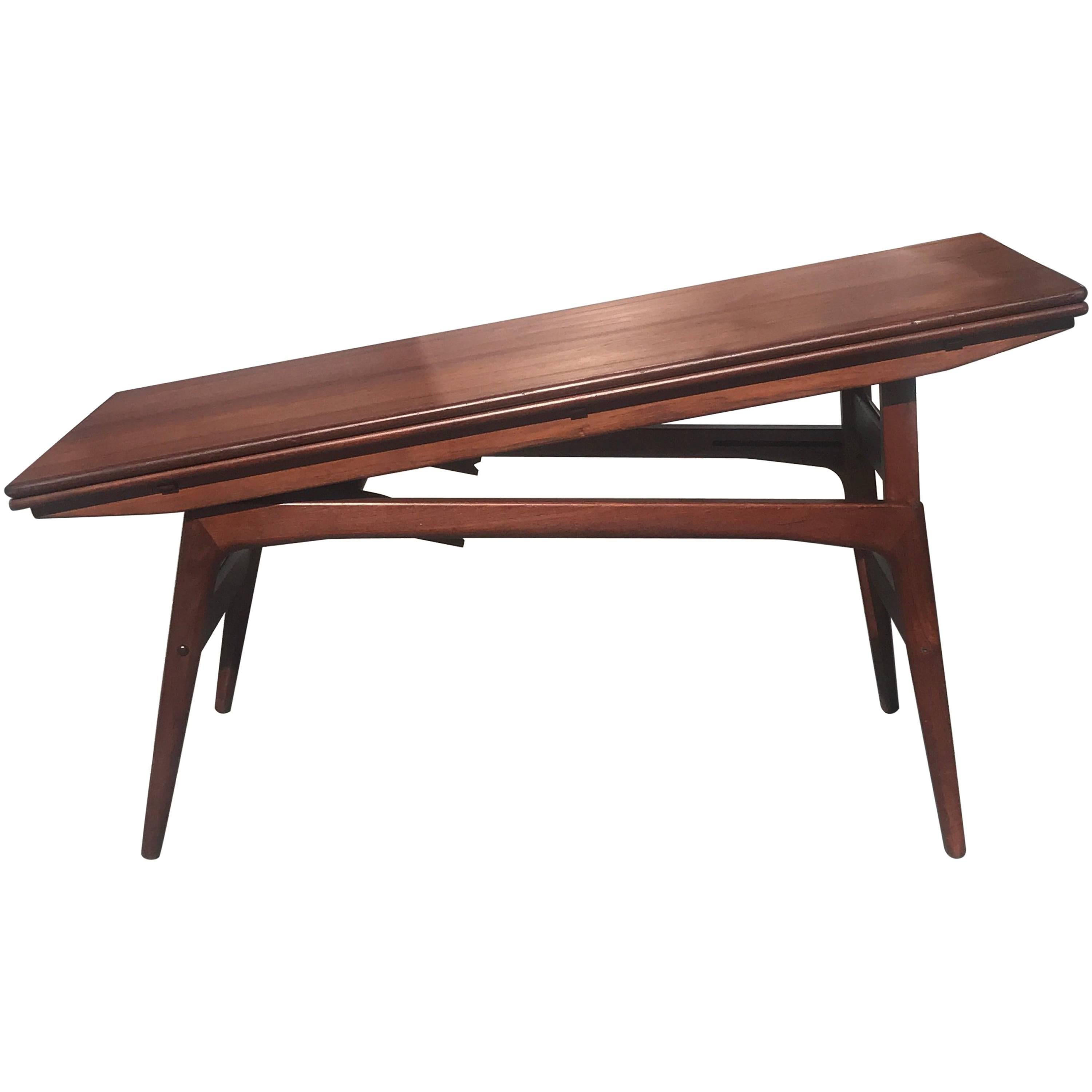 Kai Kristiansen Teak Elevator Coffee to Dining Table with Leaves Made in Denmark