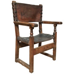 Antique 17th Century Spanish Throne Armchair