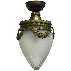 Empire Style Pendant Bronze and Glass Lantern, circa 1900s