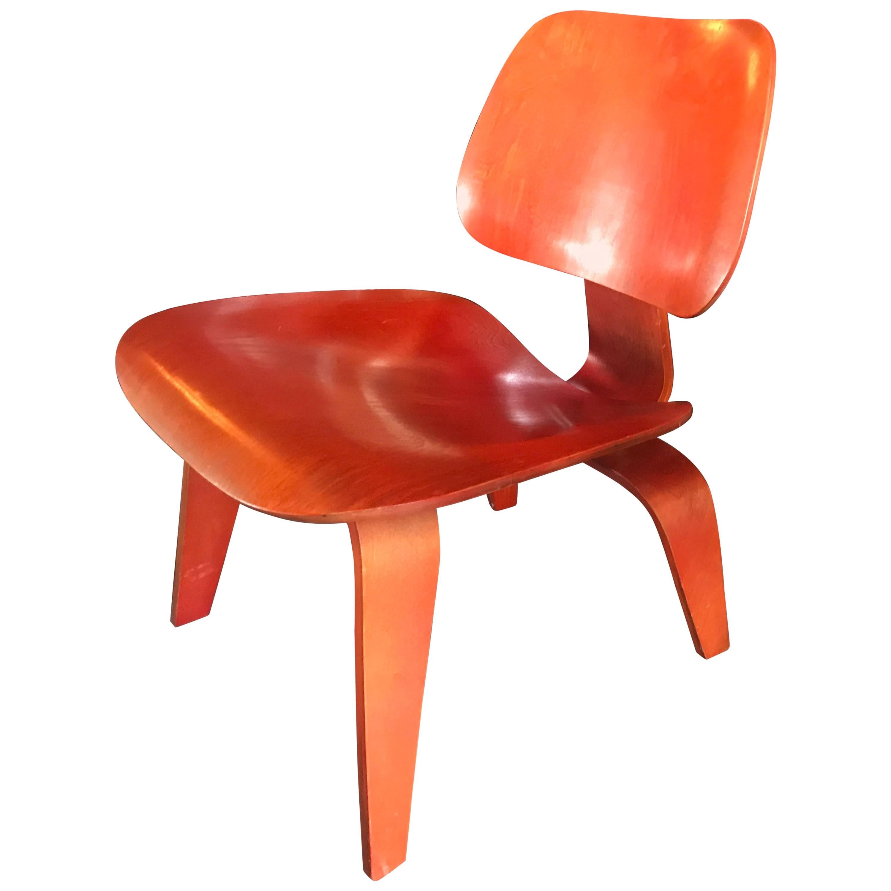 Eames Evans Production LCW Herman Miller Aniline Red 1948 Midcentury
