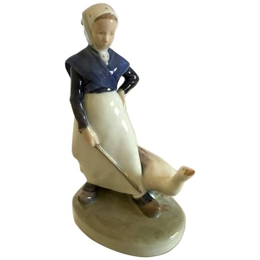 Royal Copenhagen Figurine No. 528, Girl with Goose For Sale