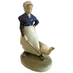Royal Copenhagen Figurine No. 528, Girl with Goose