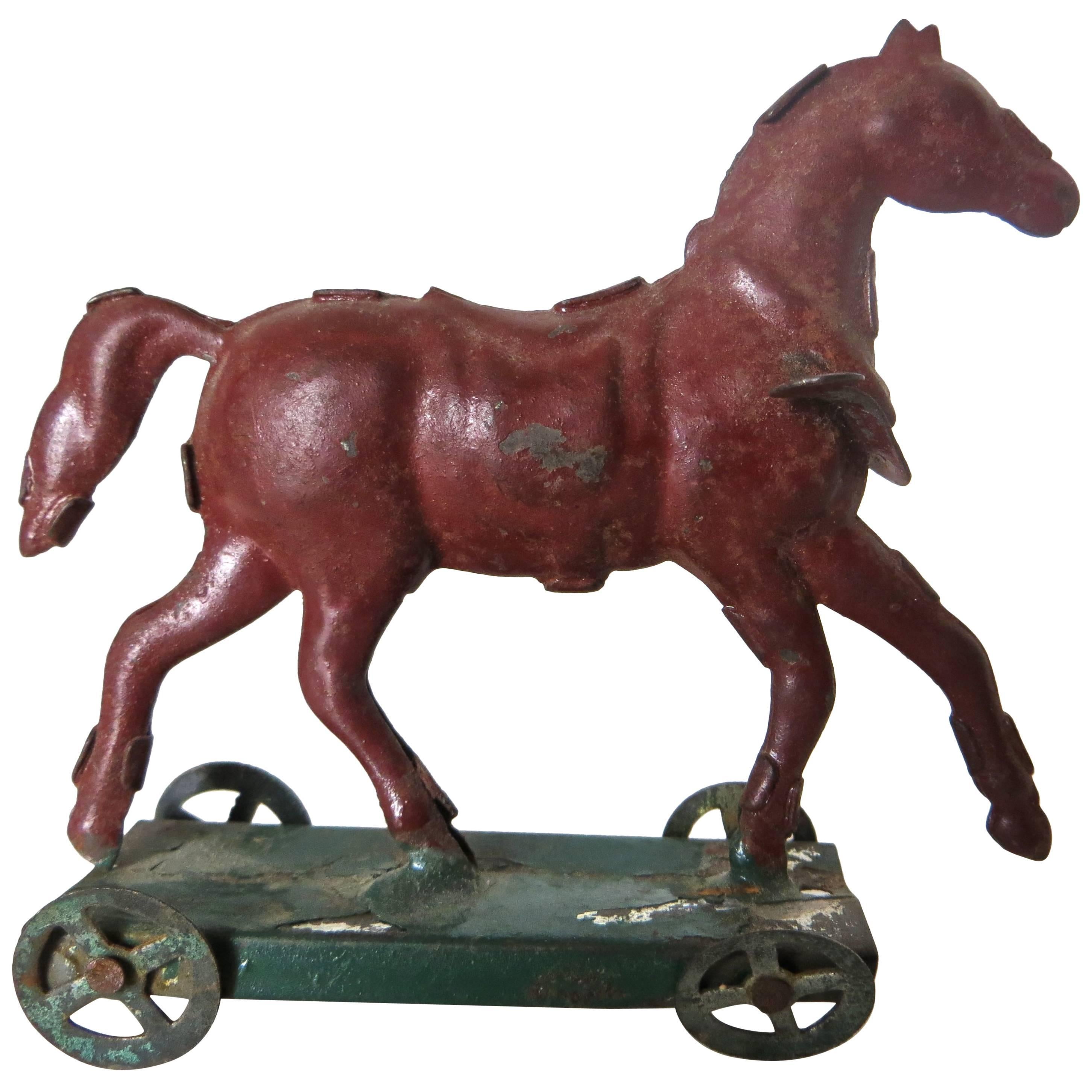 Tin Horse on Platform Penny Toy 'Diminutive', circa 1890, German