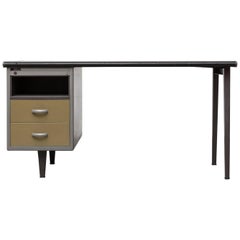 Gispen Industrial Metal Desk with Yellow Drawers