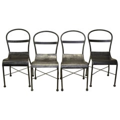 1930s Set of Four Polished Metal Chairs