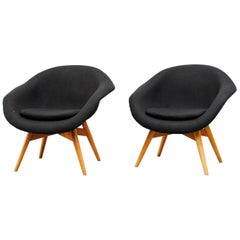 Miroslav Navrátil Black Upholstered Bucket Lounge Chairs for Vertex