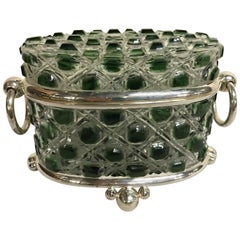 Green Cut to Clear Table Box Attributed to Baccarat