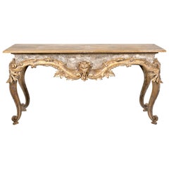 French Baroque Style Painted and Giltwood Fragment Console Table