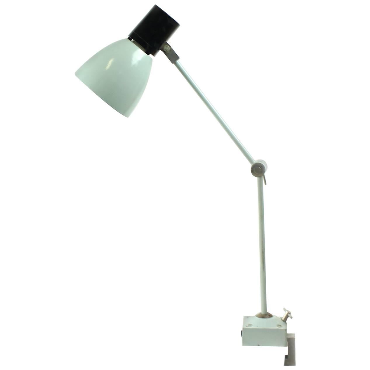 Industrial Factory Metal Table Lamp, Czechoslovakia, circa 1950 For Sale