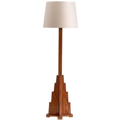 Art Deco the Hague School Floor Lamp in Oak, 1930s