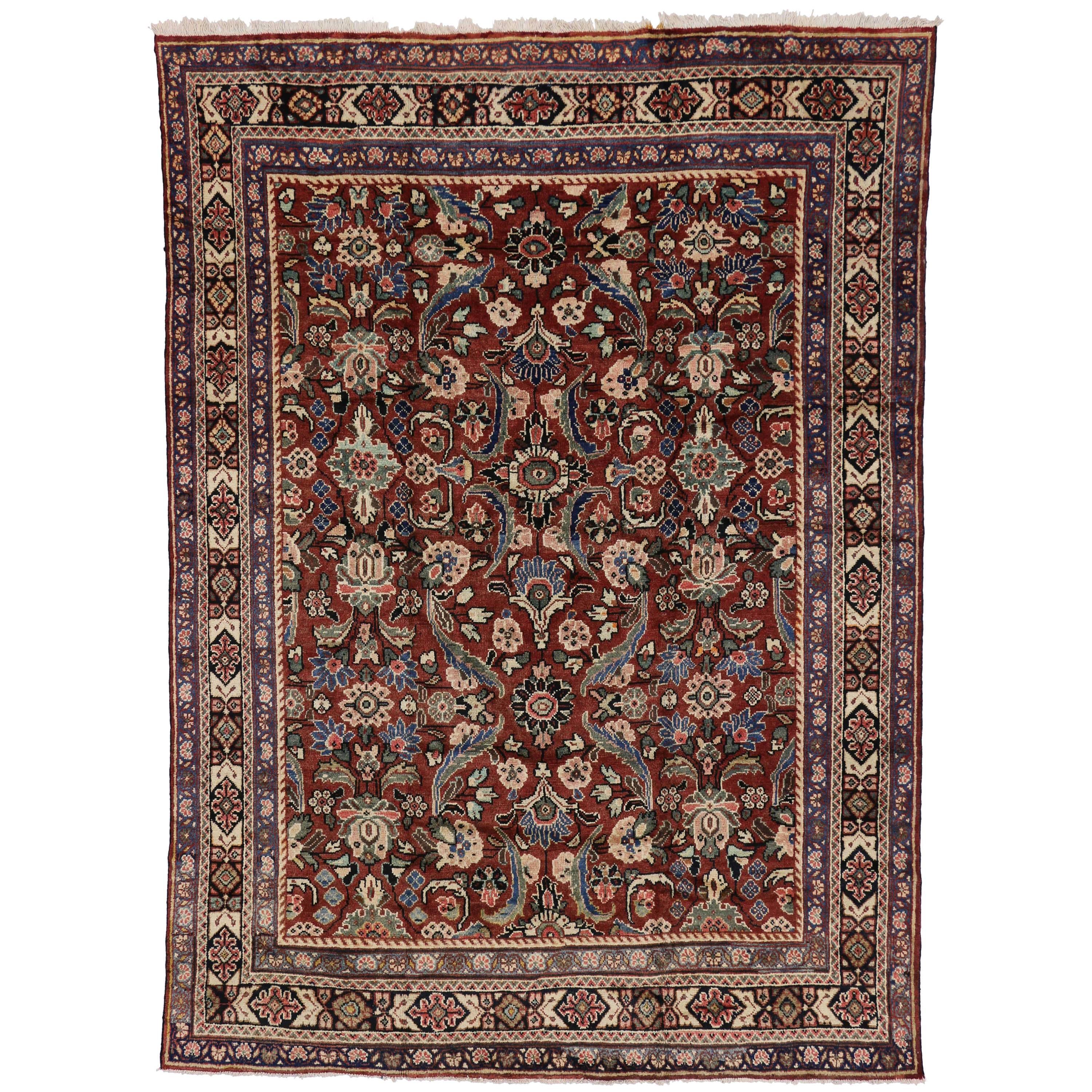 Vintage Persian Mahal Rug with Modern English Traditional Style For Sale