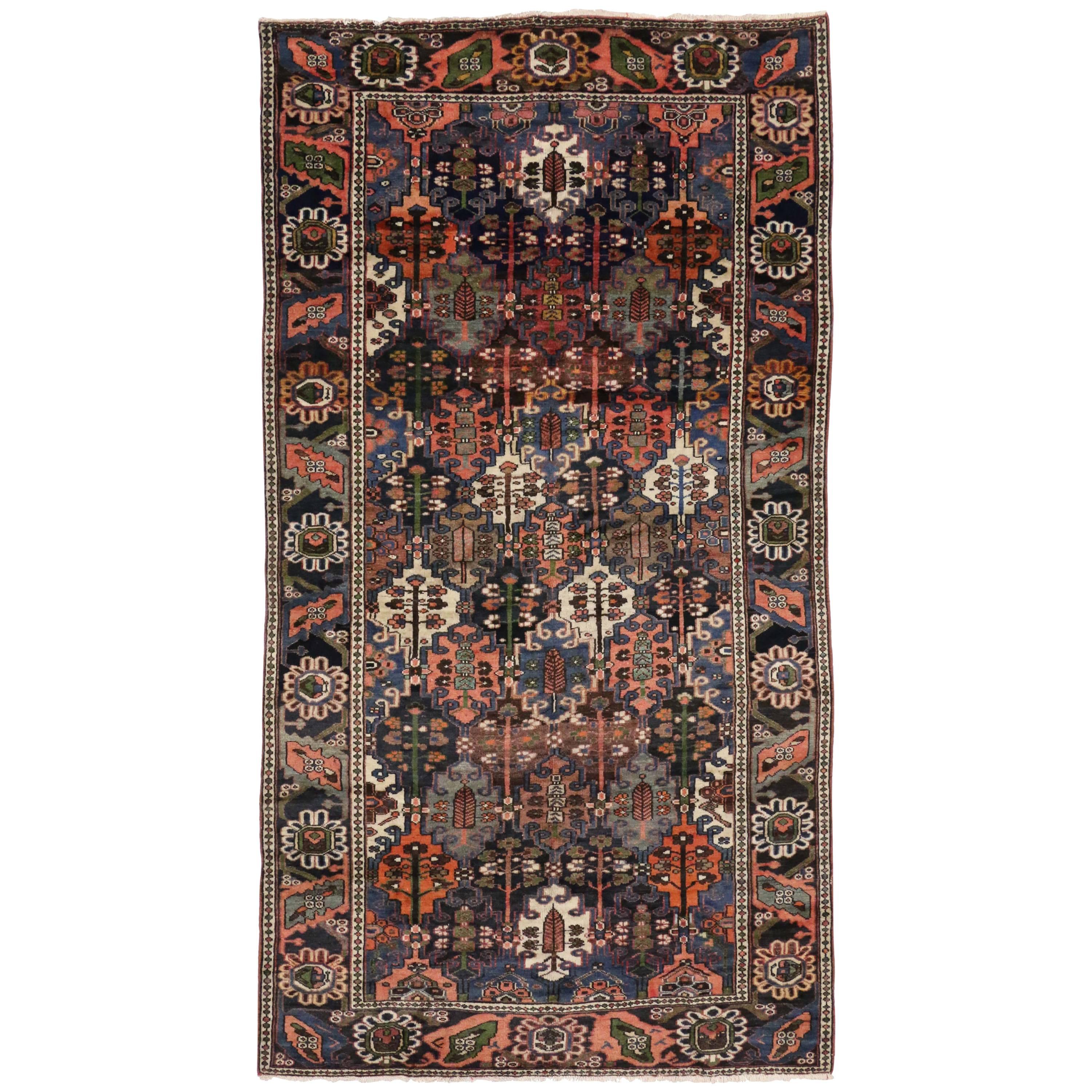 Antique Persian Bakhtiari Rug with Four Season Garden Design For Sale