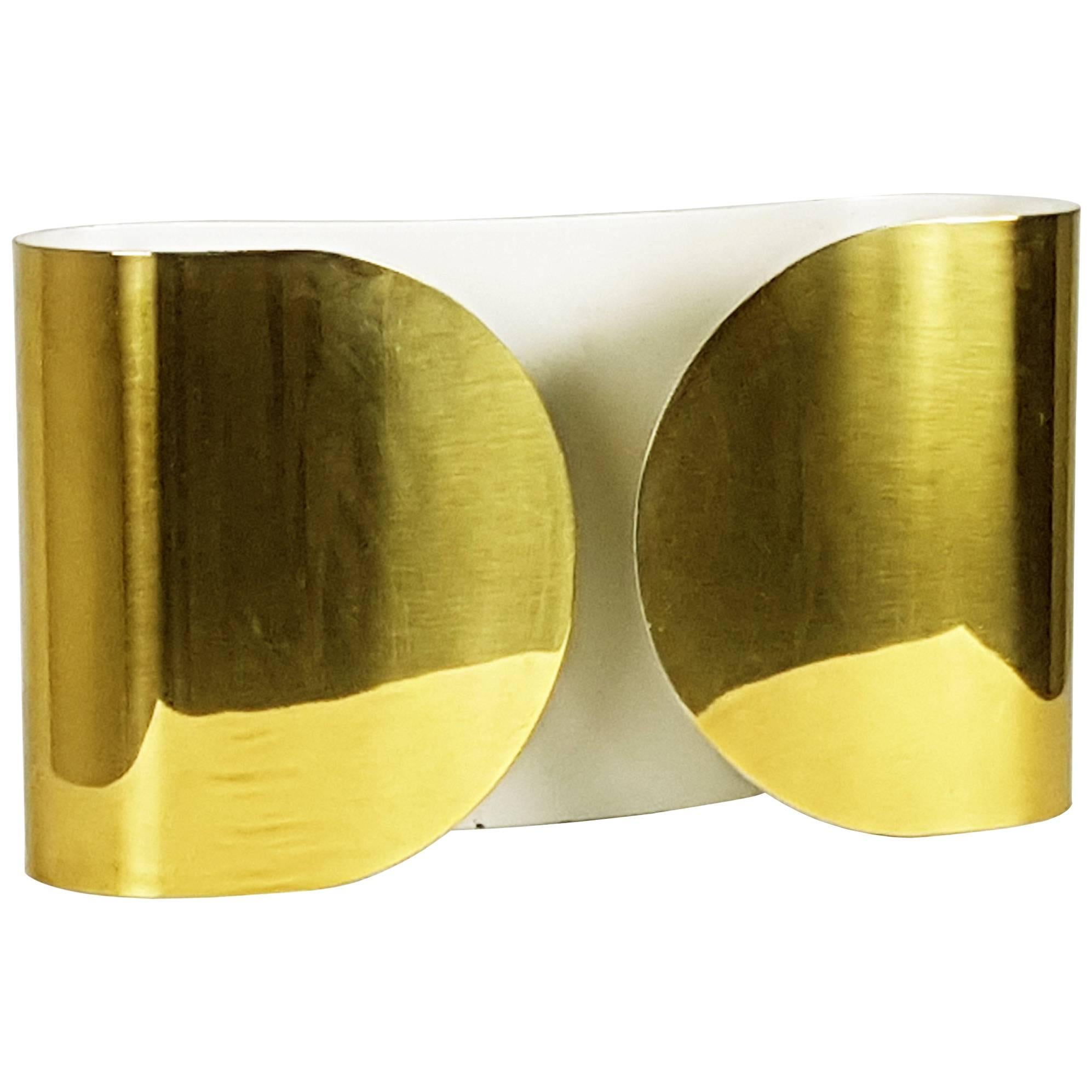 Early & Rare "Polished Brass Finish" Version Foglio Sconce by T. Scarpa for Flos
