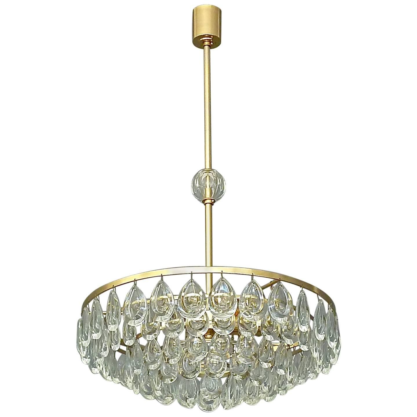 Midcentury Palwa Chandelier Faceted Crystal Glass Germany 1960s For Sale