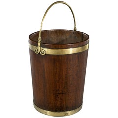 George III 18th Century Brass-Band Mahogany Peat Bucket