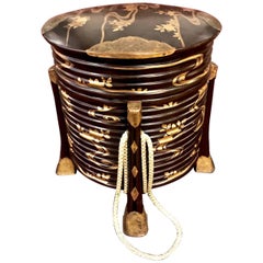Antique Japanese Lacquer Hatbox, Meiji Period