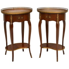 Pair of Antique French Inlaid Parquetry Side Tables