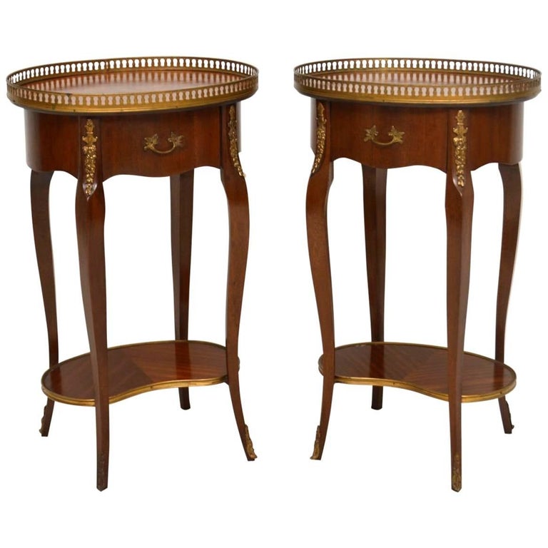 Pair of Antique French Inlaid Parquetry Side Tables at 1stdibs