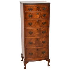 Slim Antique Mahogany Bow Front Chest of Drawers