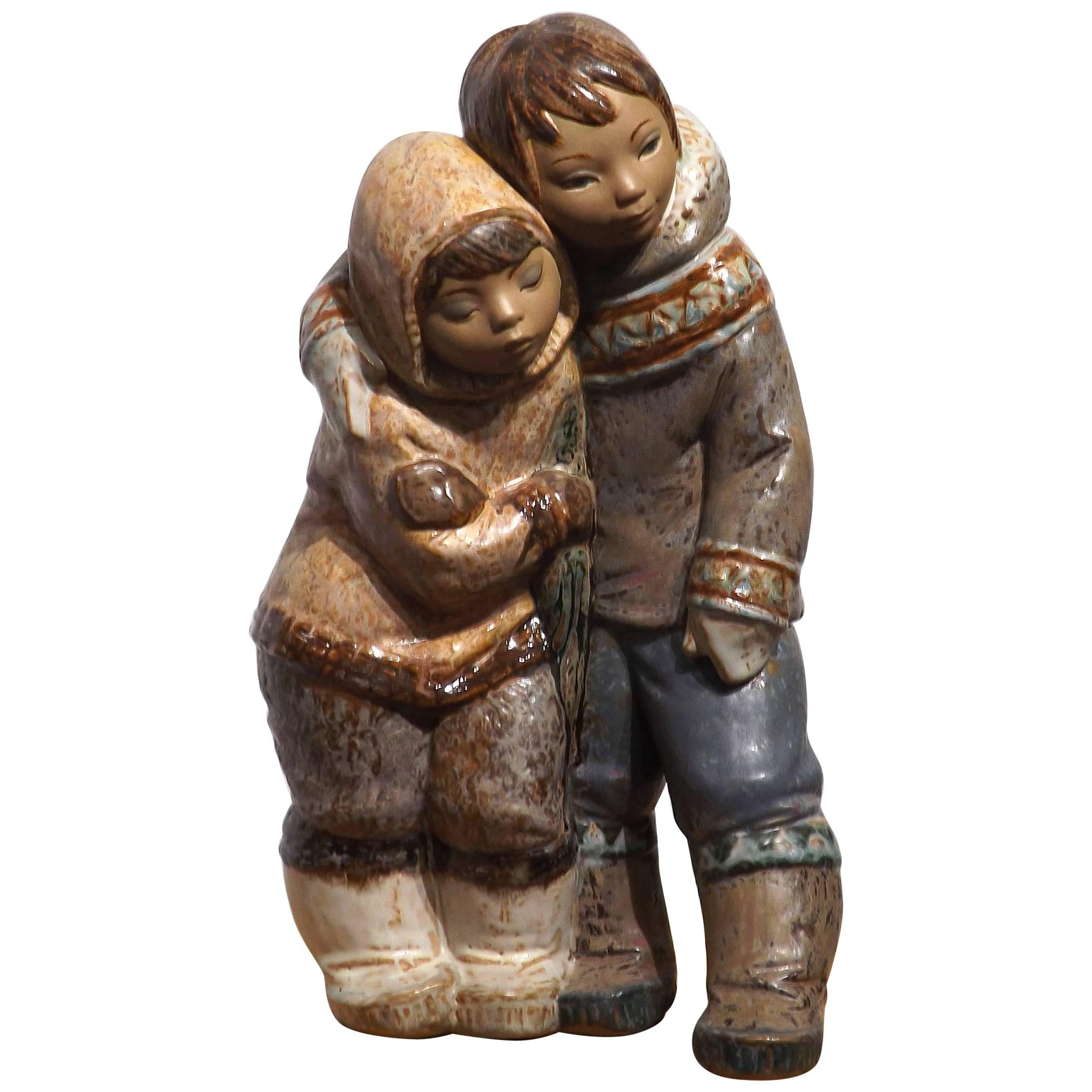Eskimo Boy and Girl by Lladro For Sale
