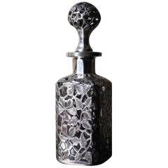 Late 19th Century American Glass and Applied Silver Perfume Bottle, Alvin Mfg Co