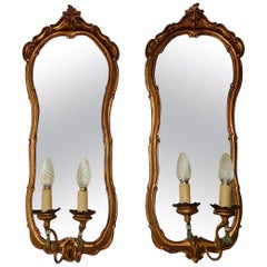 Antique 19th Century Italian Giltwood Mirror Sconces