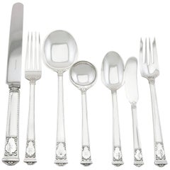 1930s Antique American Sterling Silver Canteen of Cutlery for Six Persons