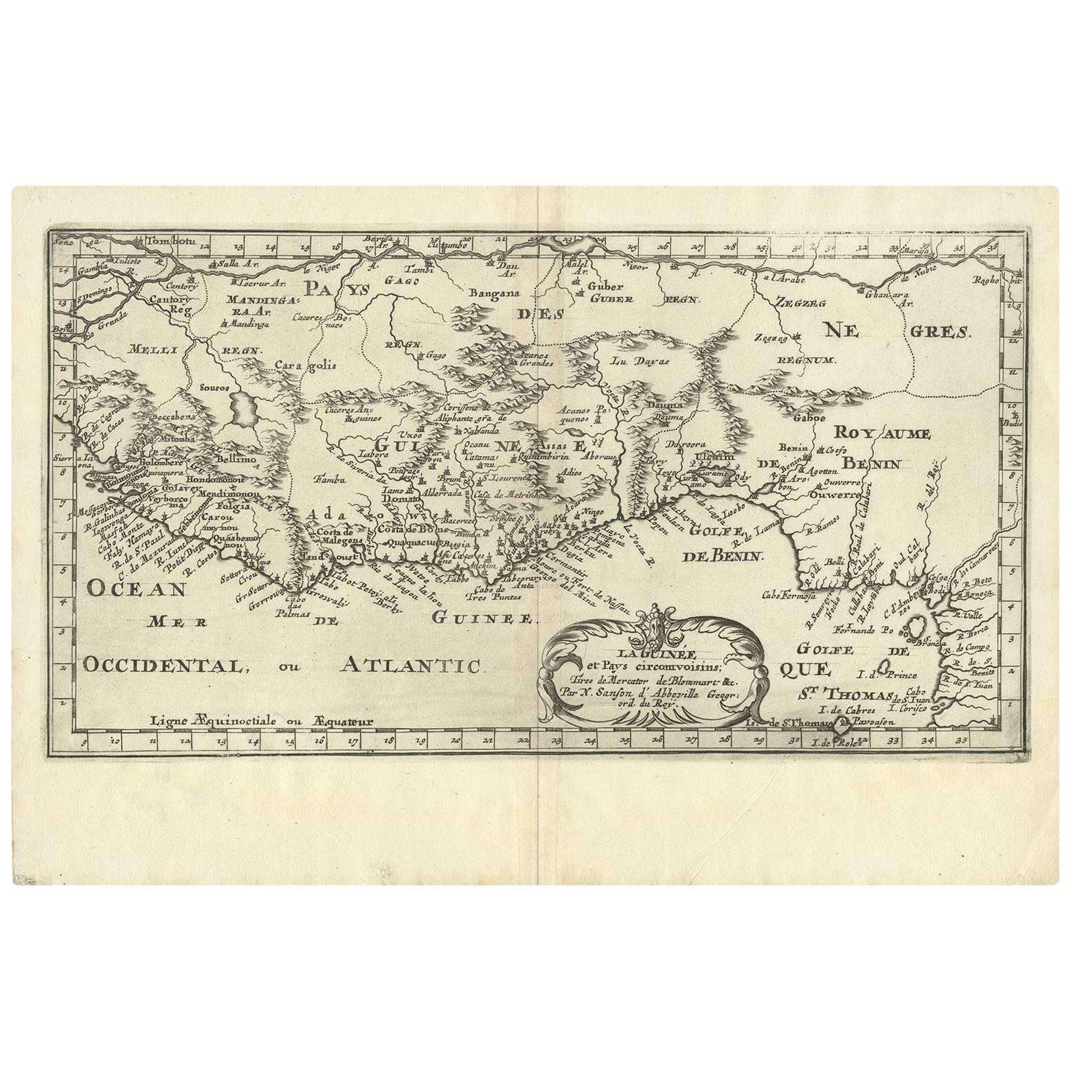 Antique Map of West Africa by N. Sanson, 1656