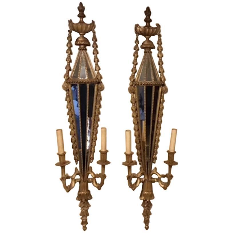 Good Pair of Carved Giltwood Edwardian Period Girandoles/Wall Lights