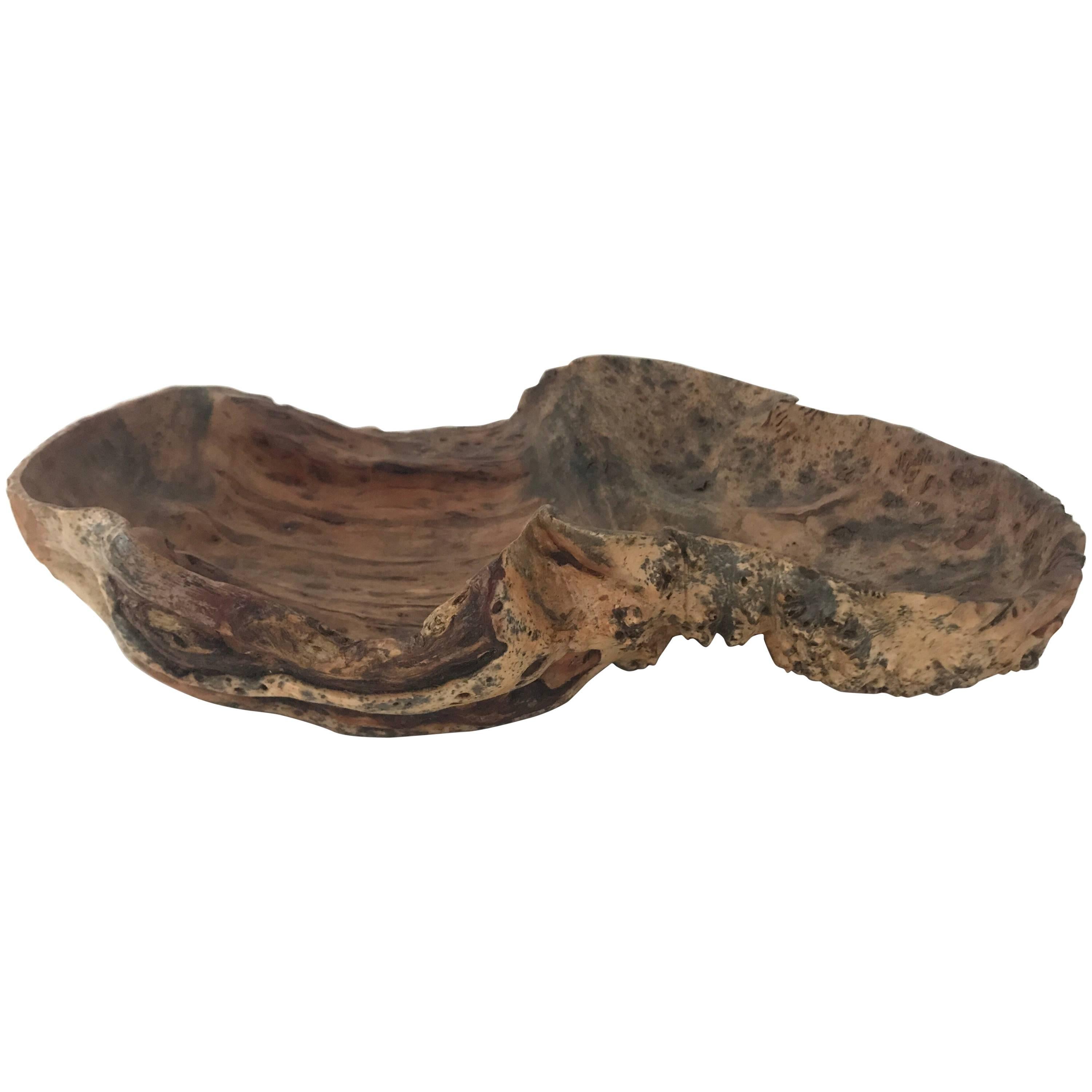 Large Rare Swedish Northern Hand-Carved Birch Burl Bowl For Sale