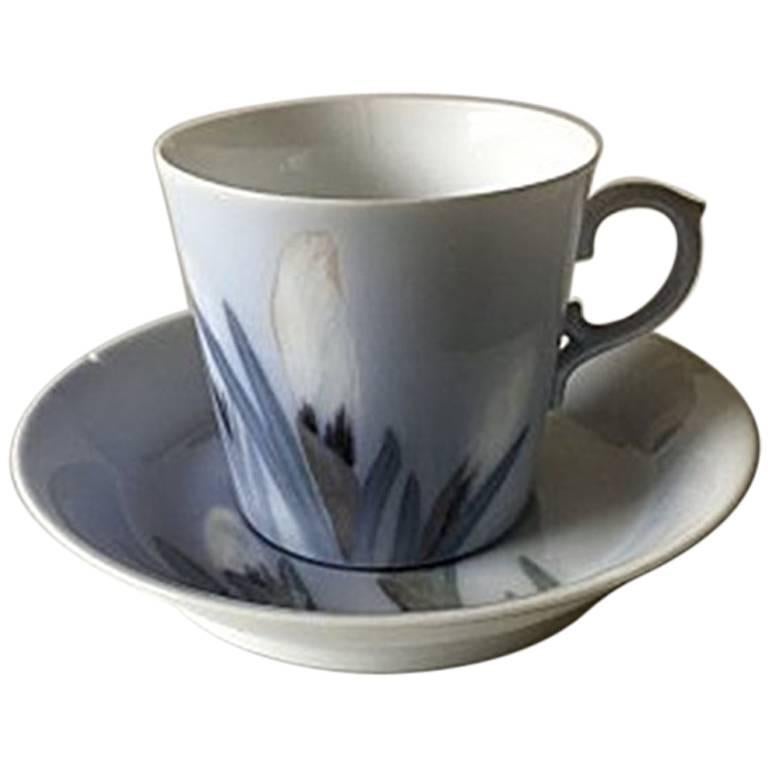 Royal Copenhagen Art Nouveau Mocha Cup and Saucer Unique Signed by Oluf Jensen For Sale