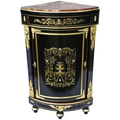 Corner Cabinet Napoleon III in Boulle Style Marquetry, France, 19th Centurty