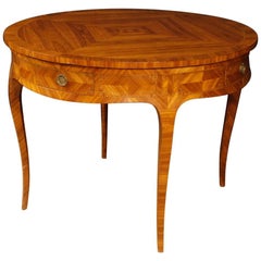 French Inlaid Leaf Dining Table in Wood in Louis XV Style from 20th Century