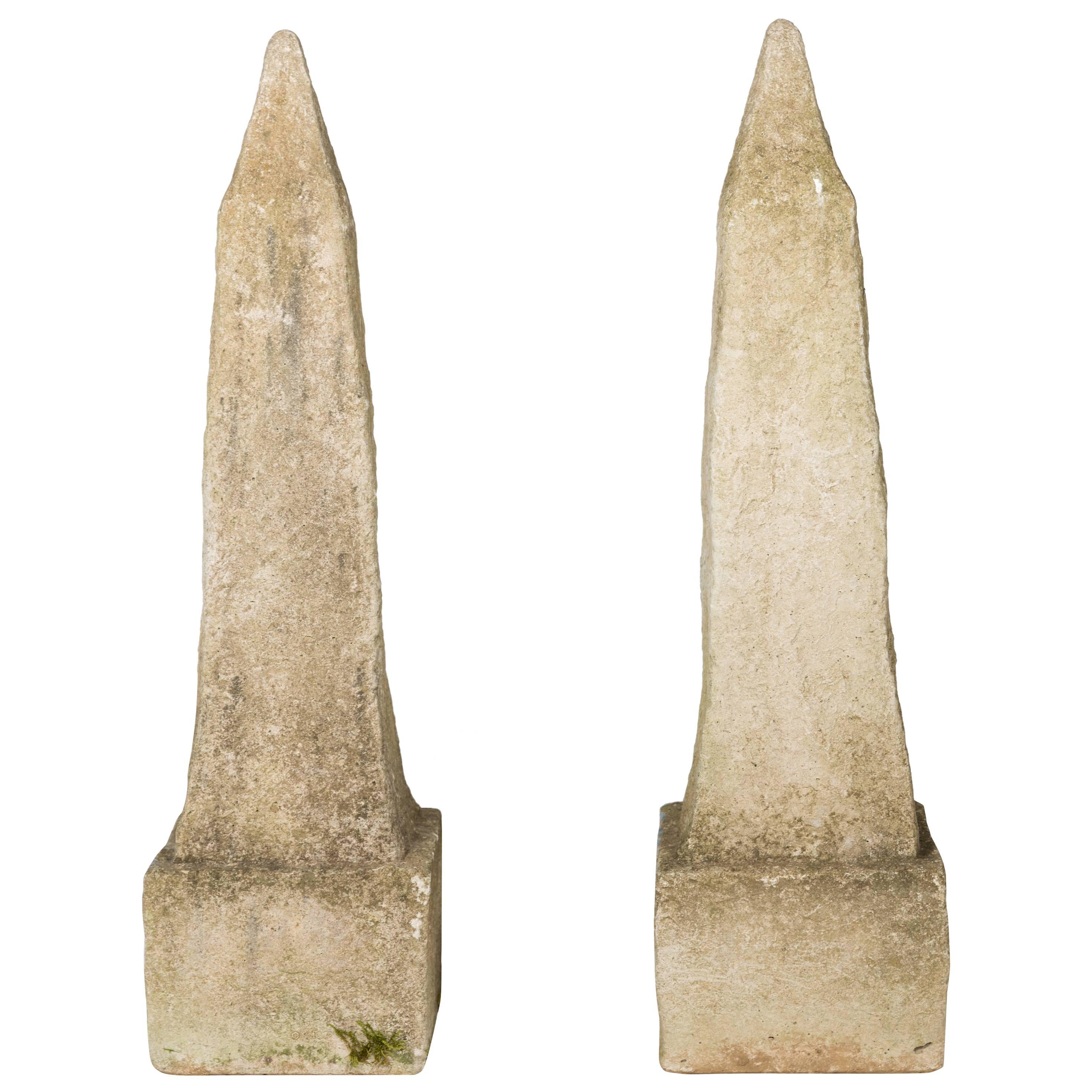 Pair of Concrete Garden Obelisks