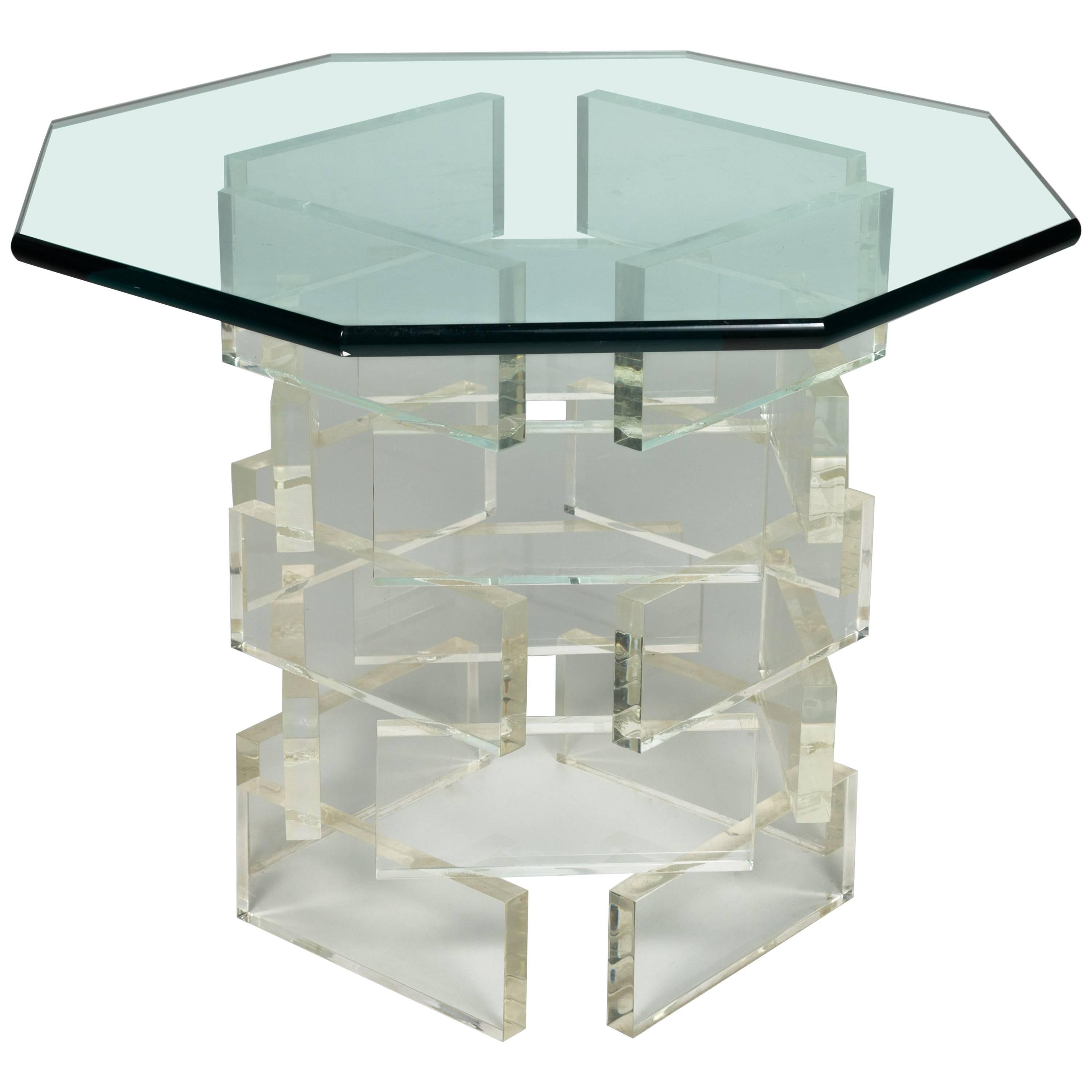 1980s Lucite Brick Side Table For Sale